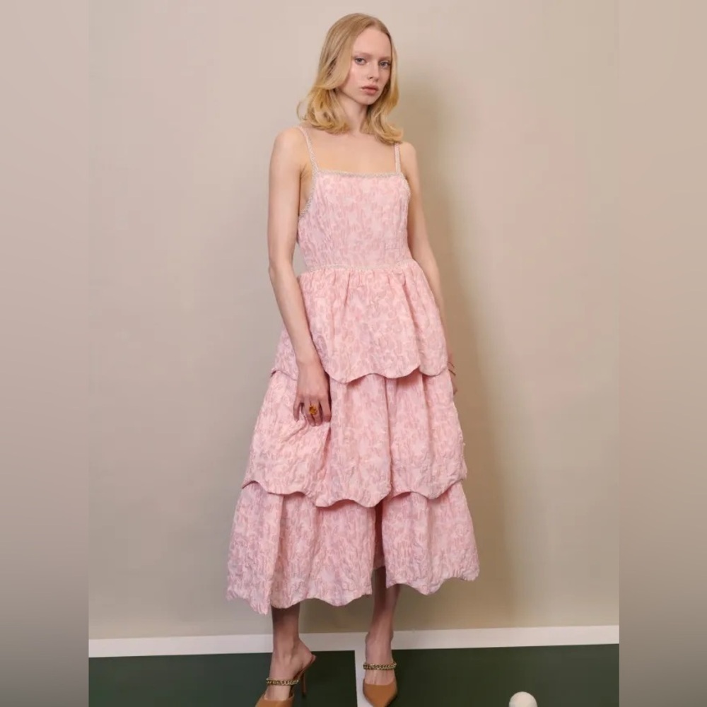 Sister Jane Dream Point Jacquard Tiered Midi Dress Size XL NEW NWT